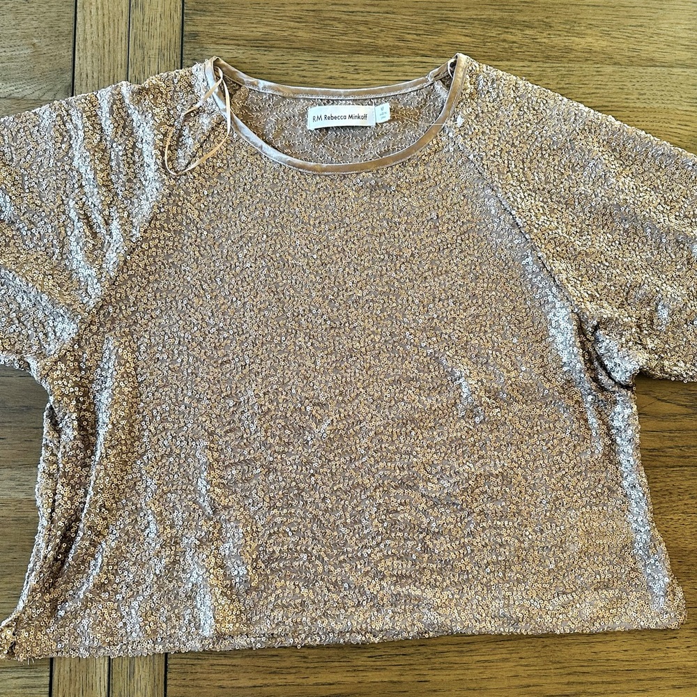 NWOT Sequin Brown Shirt